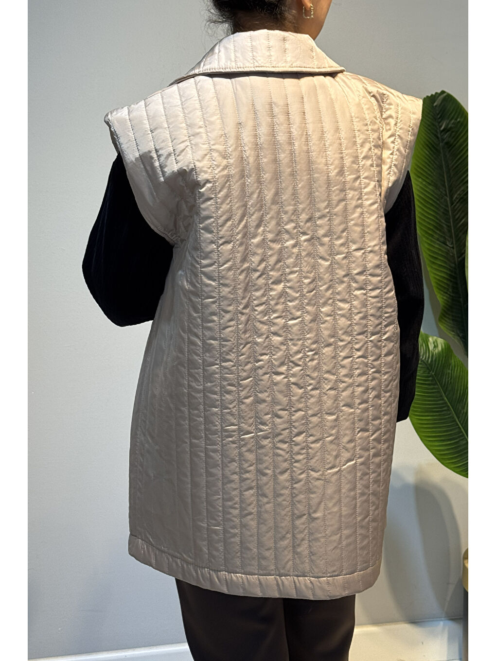 Kapitone Kuşak Detay Yelek 51258 Bej-4