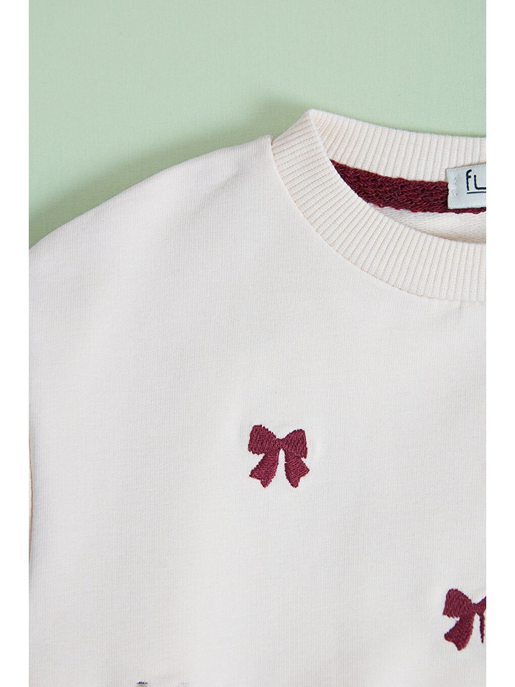 Bordo Kurdele Nakışlı Bol Paça Kız Çocuk Takım-2