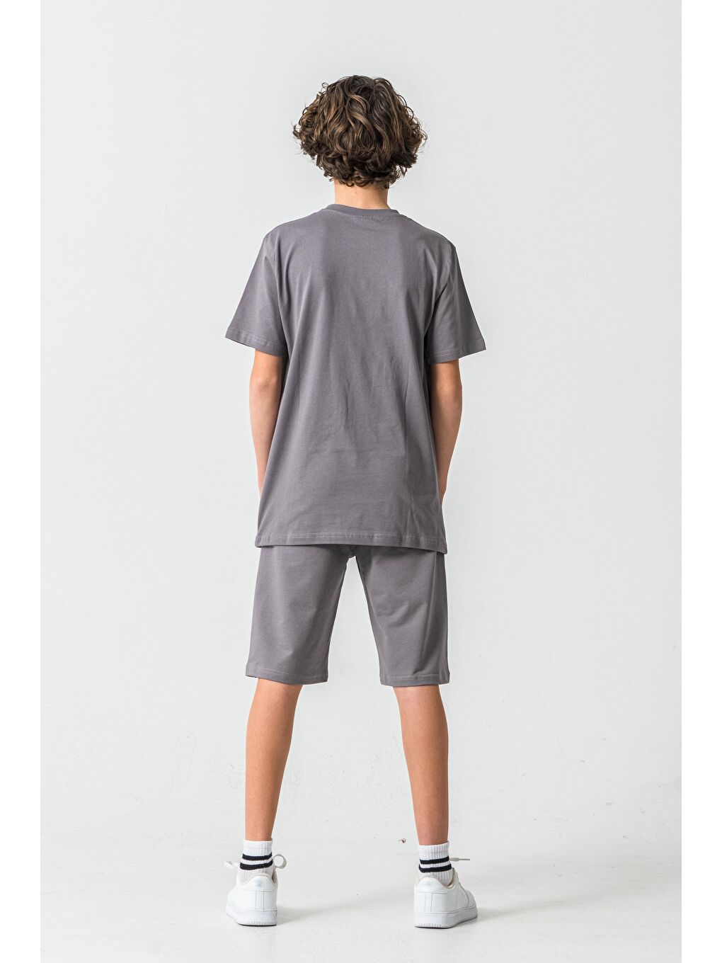 Gri Heart Of The World Baskılı Cep Altı New York Amazing City Baskılı Erkek Çocuk Şort - Tişört Takımı-4