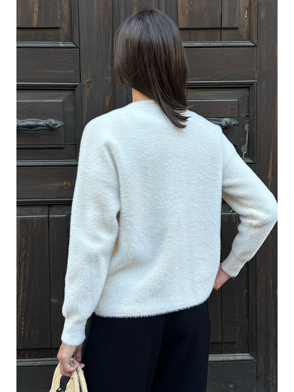 Ekru Alt Kısmı Fırfırlı Yumoş Triko Ceket (s,m,l,xl Uyumludur)-3