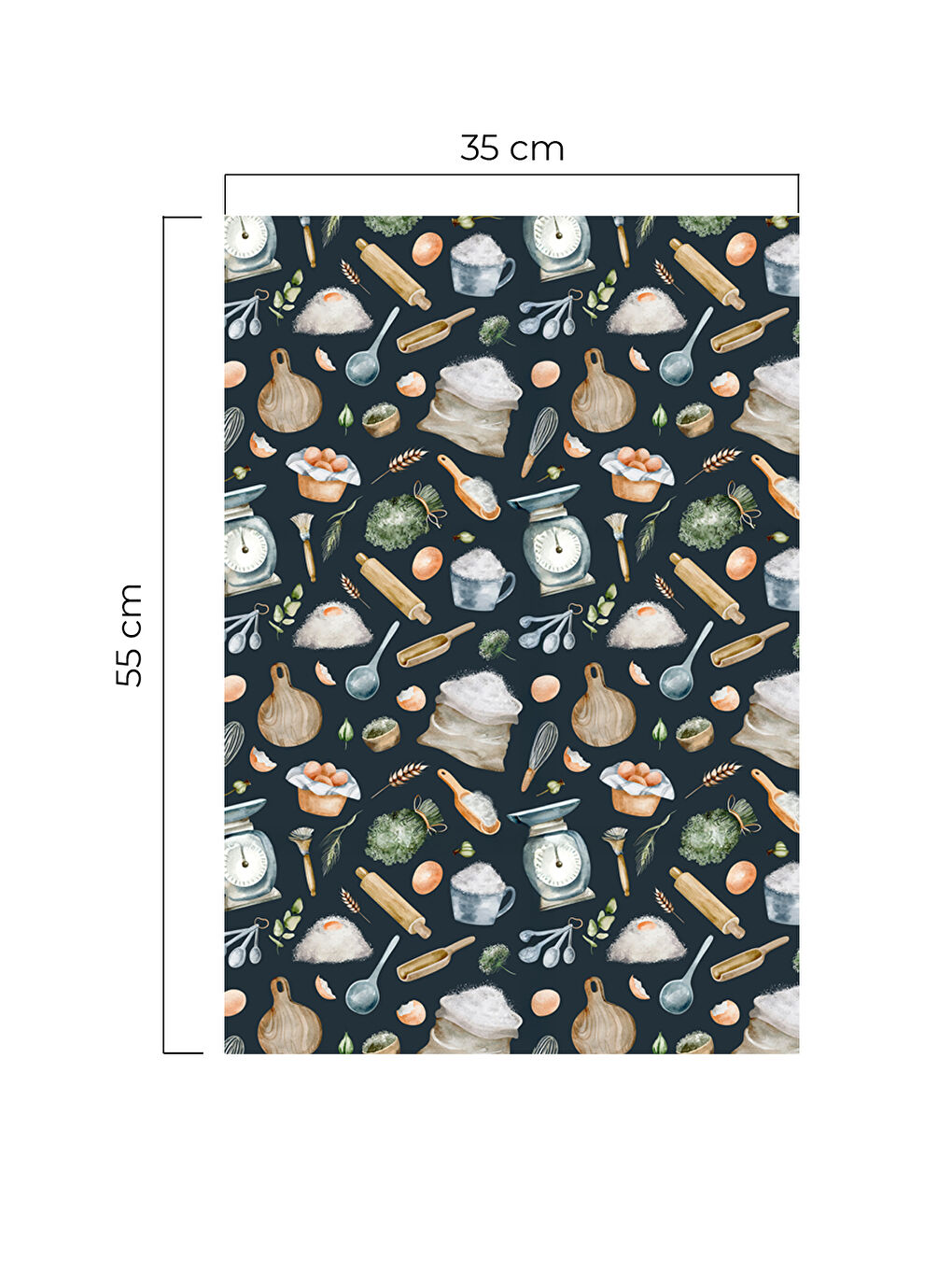 Gri Tasty Mutfak Malzemeleri Detaylı Desen Dekoratif Mutfak Fırın Kurulama Bezi Lacivert - 35x55cm-1