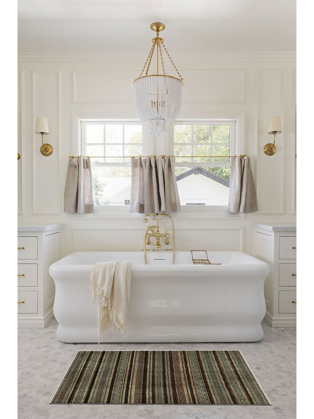 Kahverengi Dekoratif Özel Tasarım Yıkanabilir İnce Kaymaz Tabanlı Modern Halı KECE FR35-3