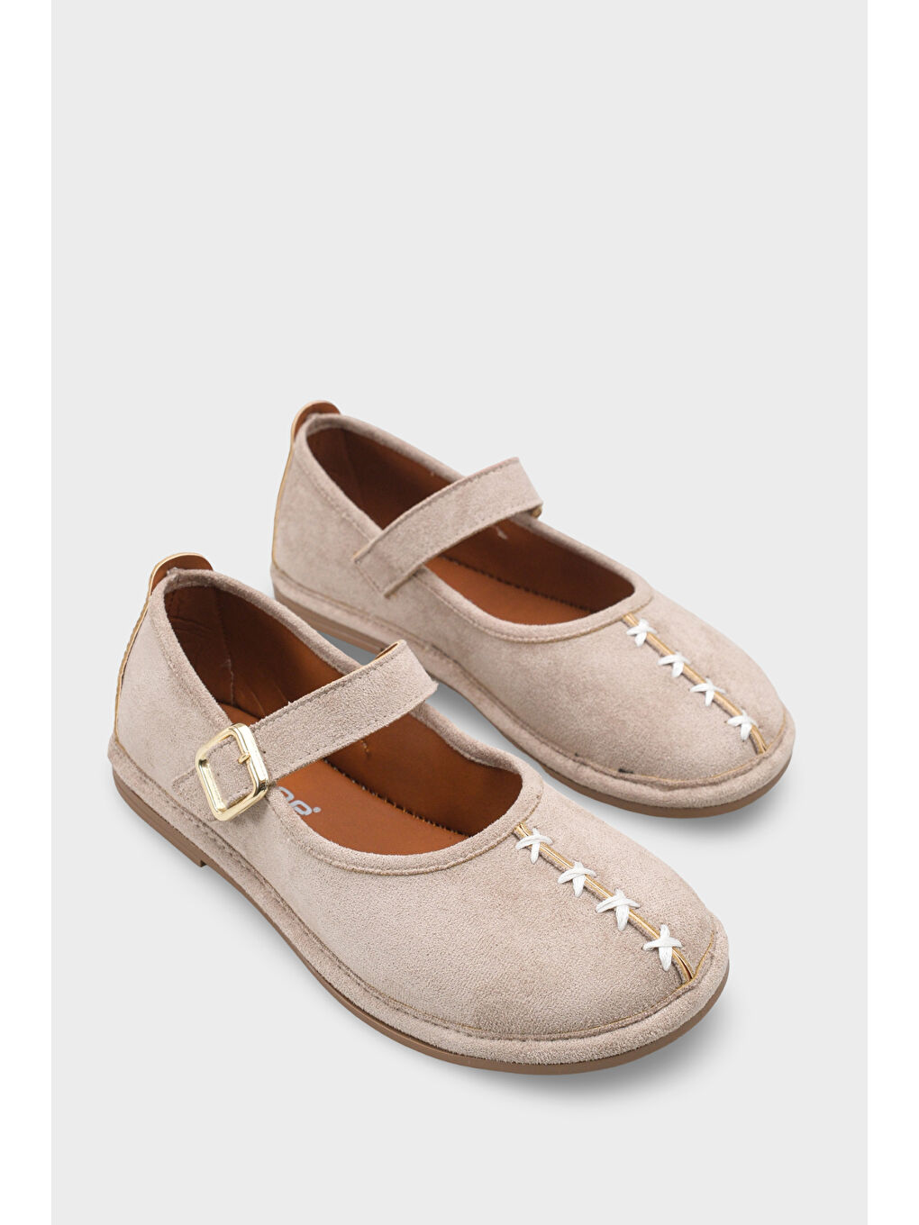 Bej Lauretta Kenarı Sargılı Tokalı Babet-1