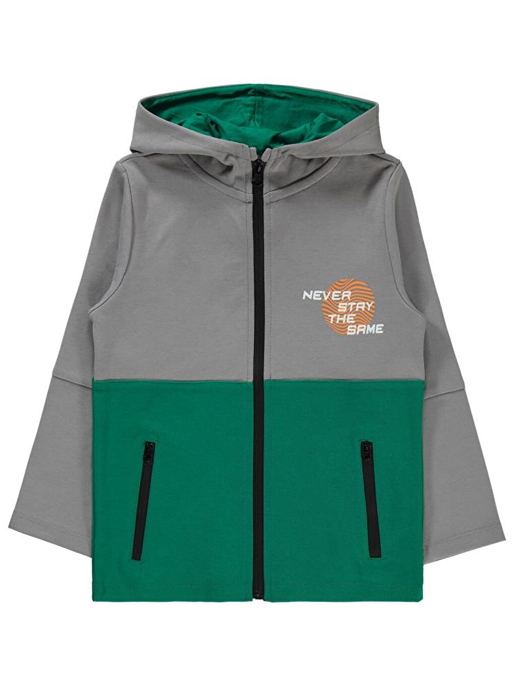 Gri Boys Never Stay Baskılı 6-9 Yaş Hırka-1