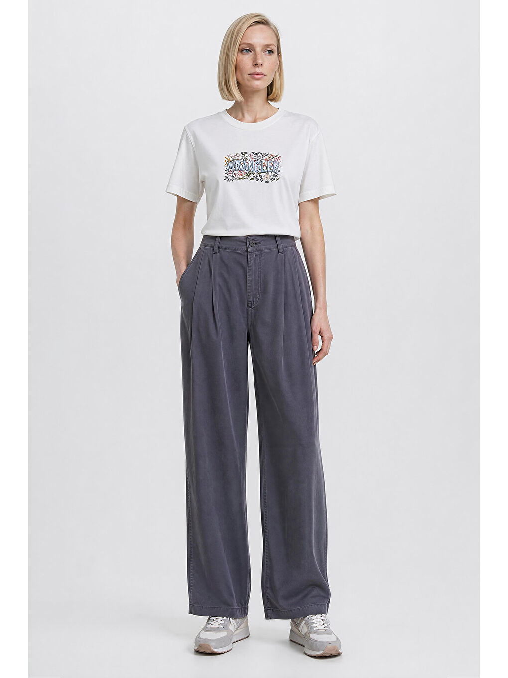 Gri Relaxed Fit Yüksek Bel Geniş Paça Yumuşak Dokulu Siyah Pantolon-2