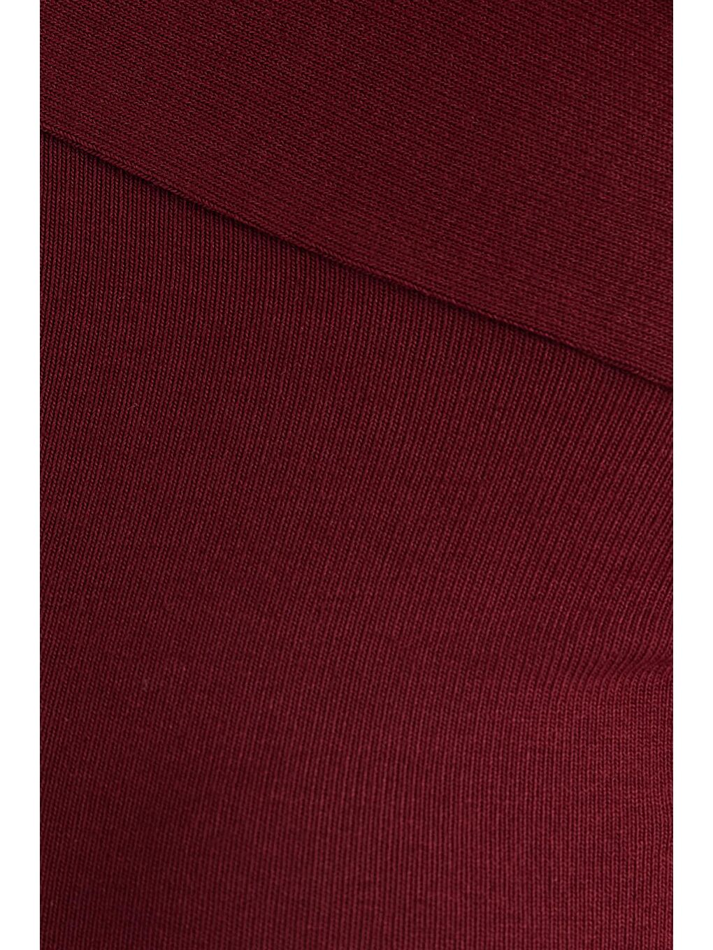 Kadın Standart Fit Asimetrik Yaka Viskon Bordo Bluz-5