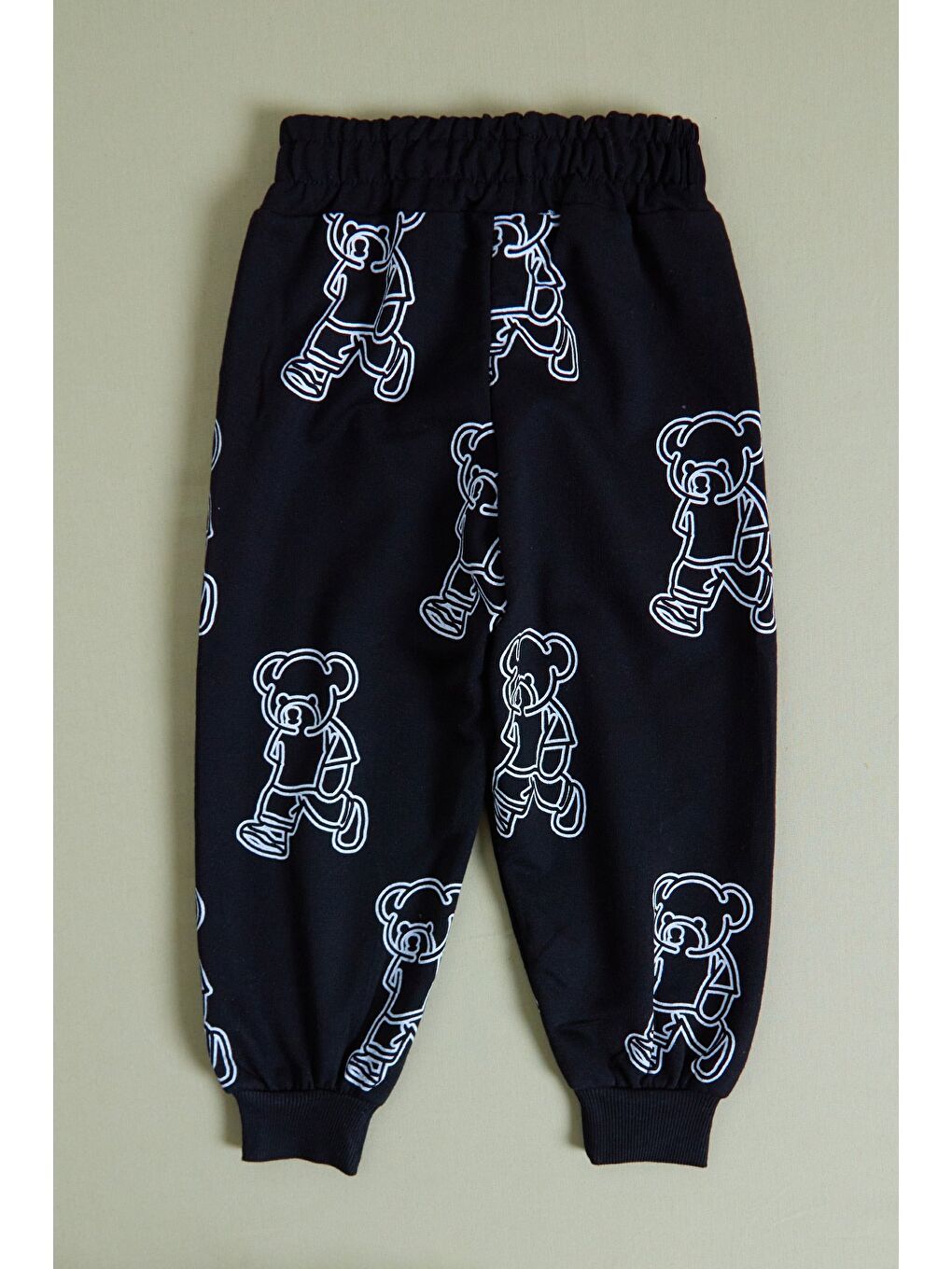 Siyah Ayıcık jeff Baskılı Erkek Çocuk Sweatshirt Takım-4