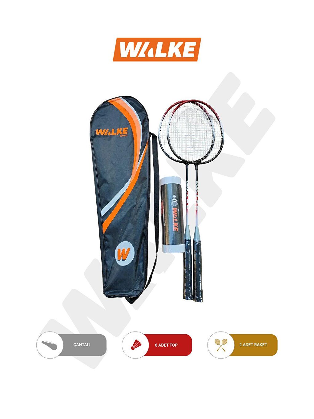 Siyah Badminton Raket Seti Çantalı 6 Adet Top Hediyeli-1