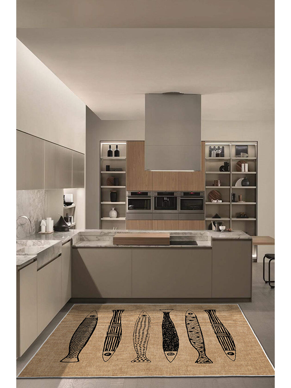 Kahverengi Dekoratif Özel Tasarım Yıkanabilir İnce Kaymaz Tabanlı Modern Halı KECE FR40-2