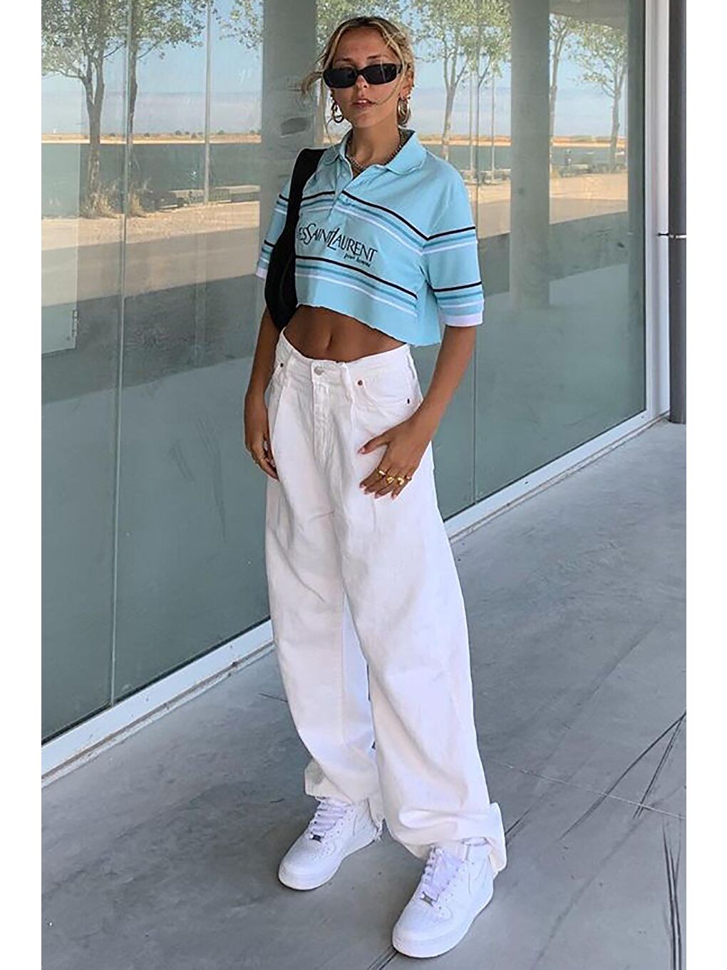 Beyaz Basic Pileli Palazzo Kadın Jean Mg1405-5