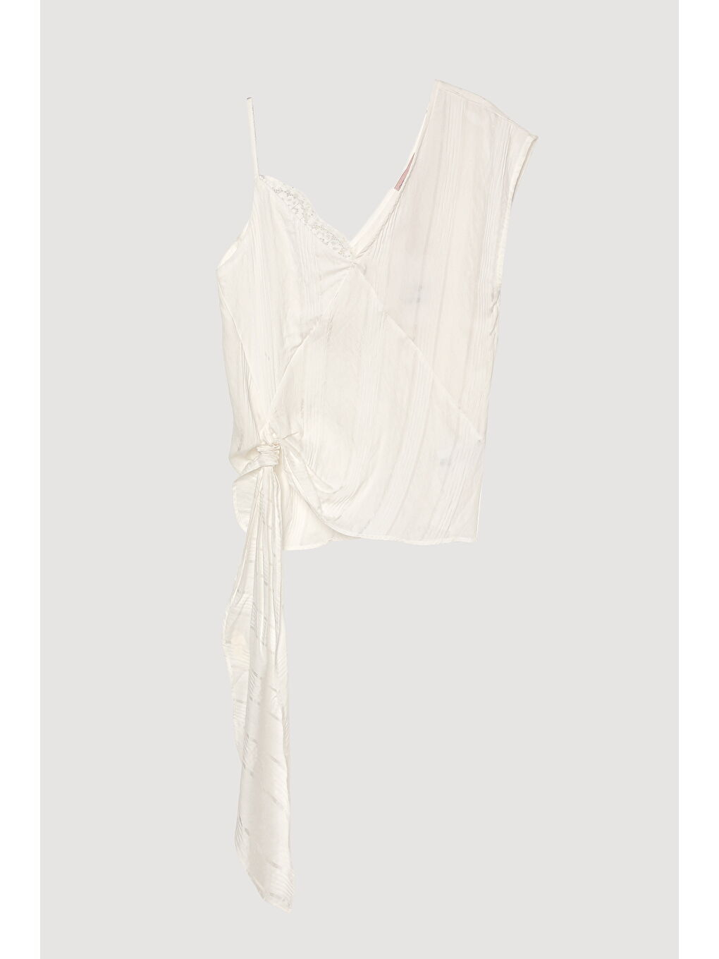 Dantel Detaylı İnce Çizgili Bluz Ekru-1