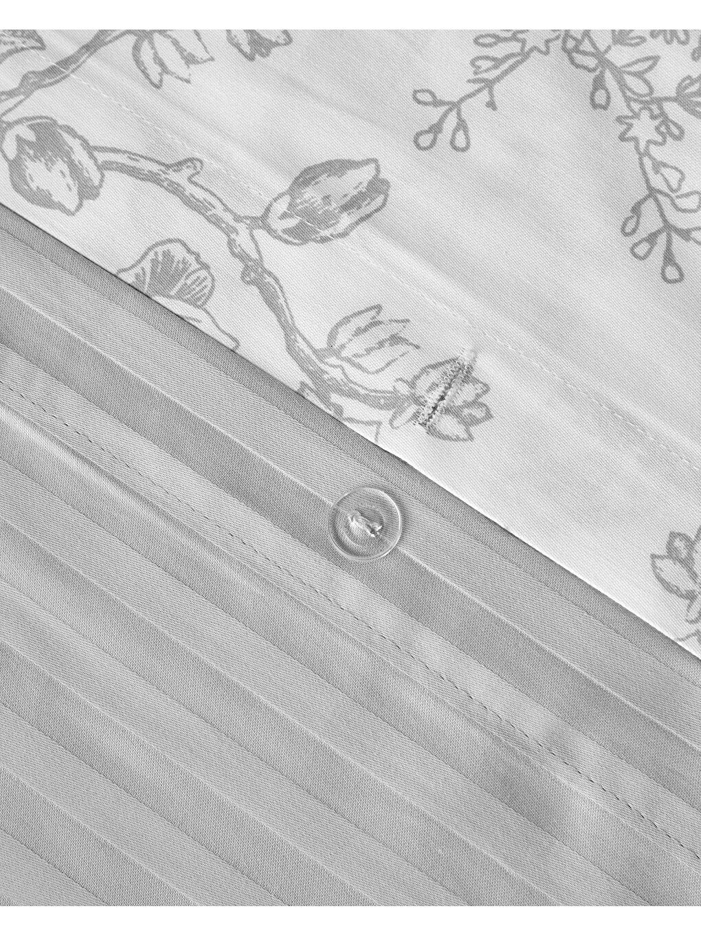 Gri Dainty Bird Pamuk Saten Çift Kişilik Nevresim Takımı 200x220 cm Gümüş-1