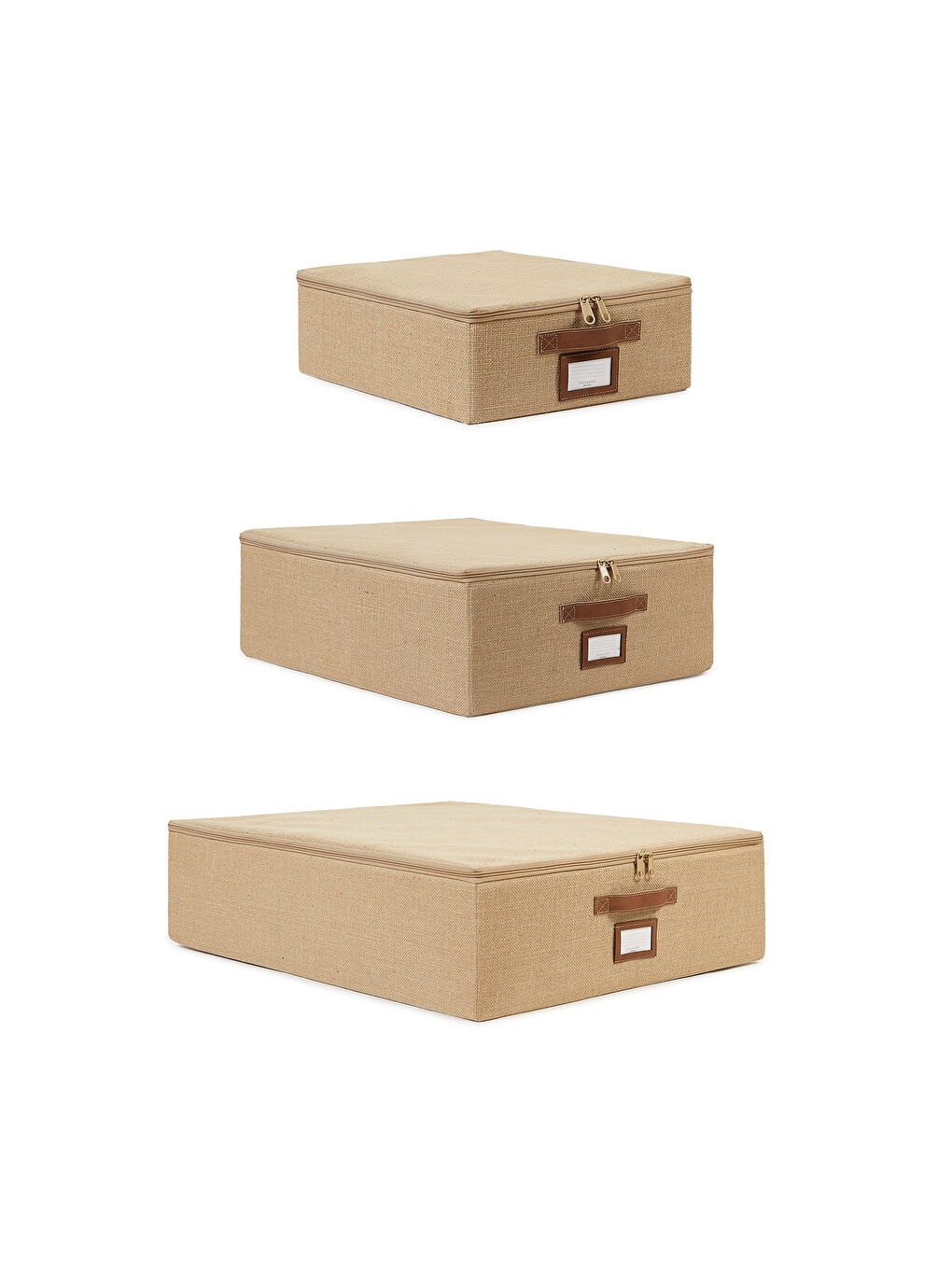 Bej 3'lü Jüt Destekli Hurç Set 31 x 38 x 12 + 45 x 55 x 18 + 55 x 70 x 18 cm-1