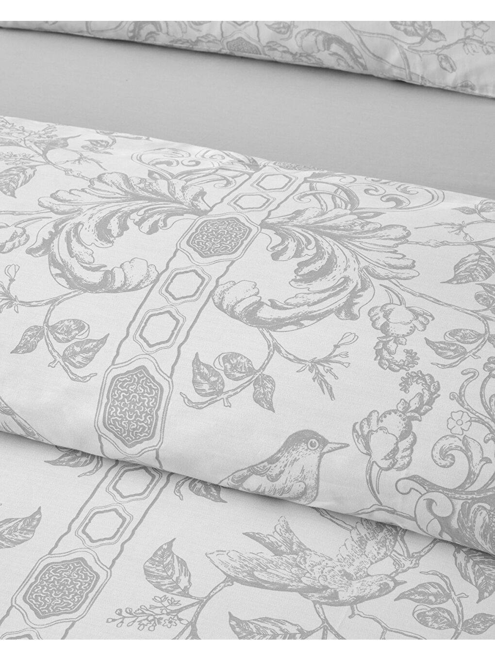 Gri Dainty Bird Pamuk Saten Çift Kişilik Nevresim Takımı 200x220 cm Gümüş-4