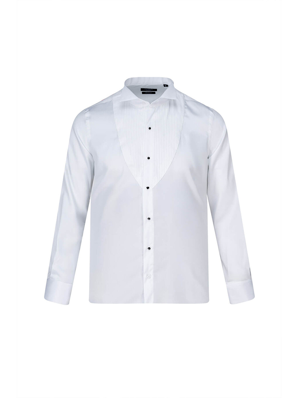 Beyaz Comfort Fit Slim Yaka 100% Pamuk Manşetli Saten Klasik Gömlek
