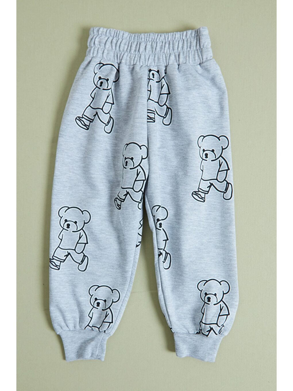 Gri Ayıcık jeff Baskılı Erkek Çocuk Sweatshirt Takım-3