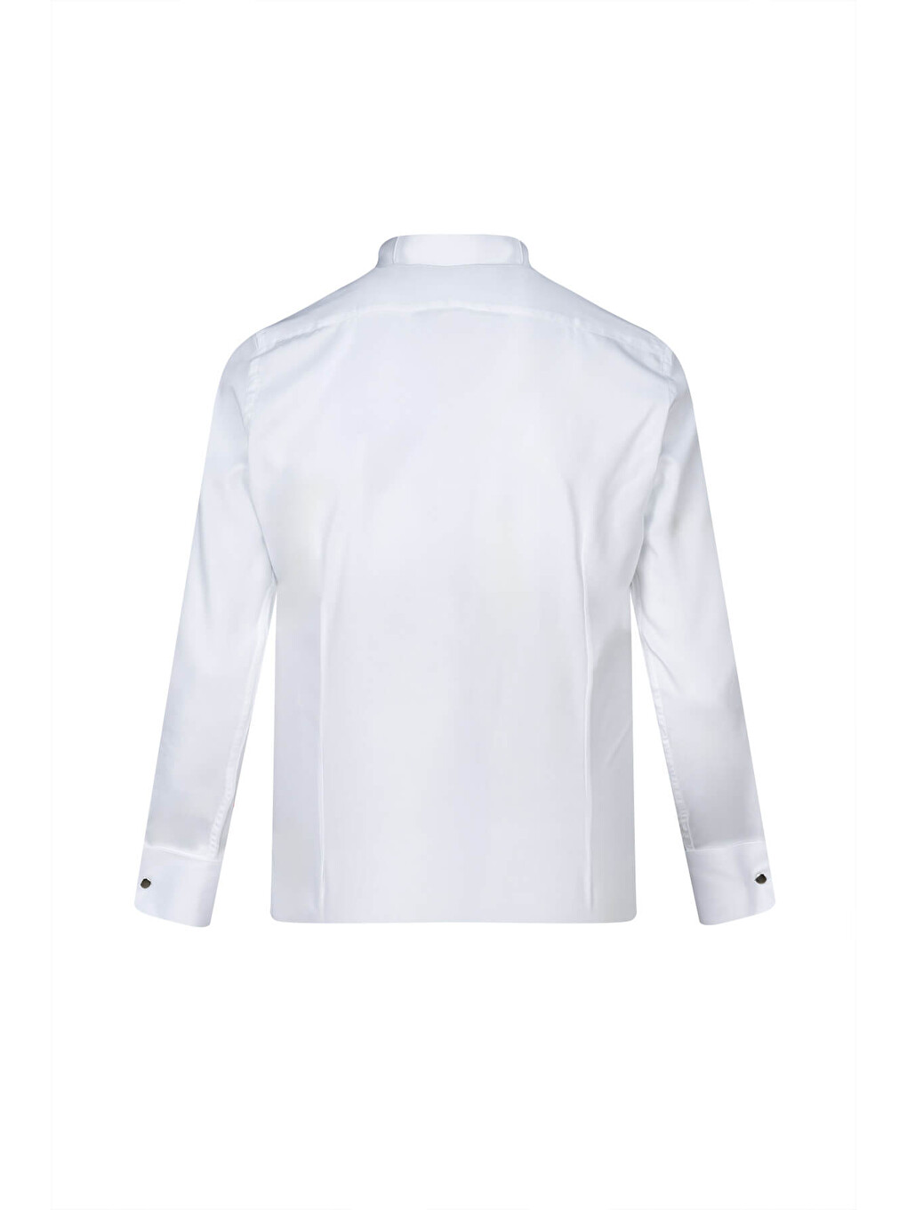Beyaz Comfort Fit Slim Yaka 100% Pamuk Manşetli Saten Klasik Gömlek-2