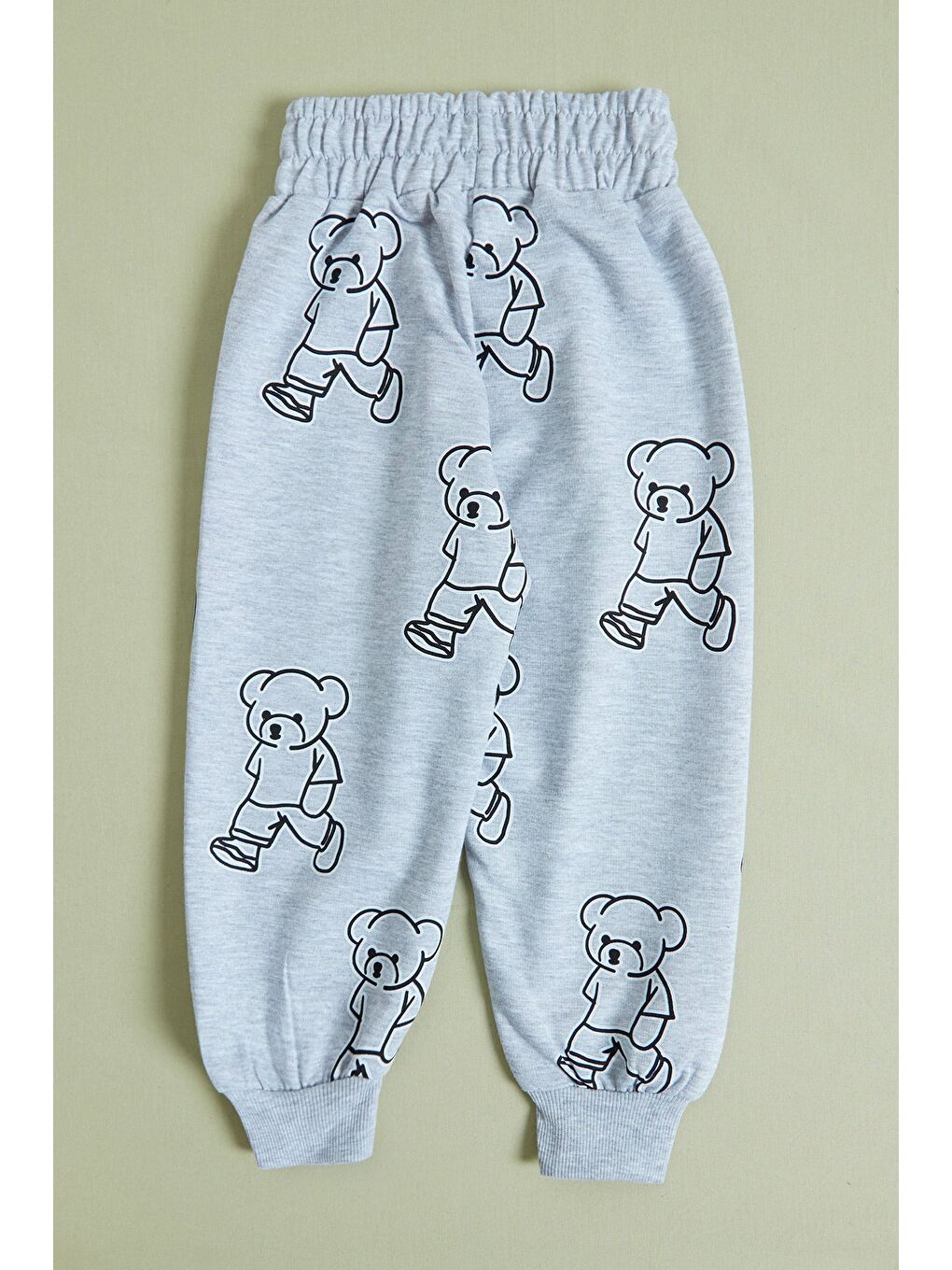 Gri Ayıcık jeff Baskılı Erkek Çocuk Sweatshirt Takım-4