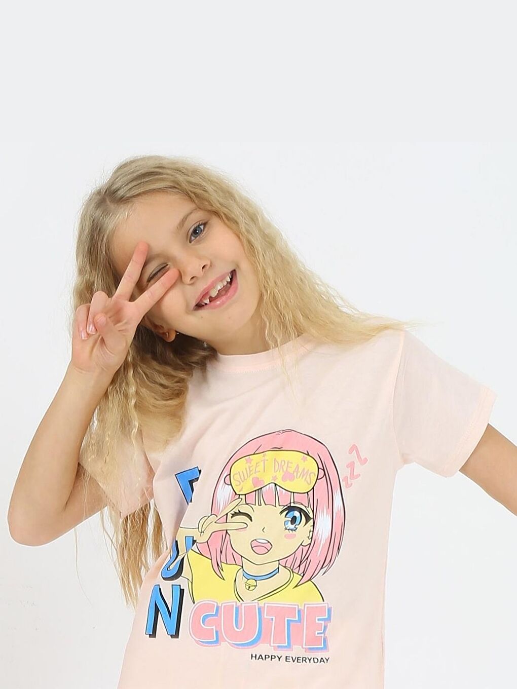 Pembe Kız Çocuk Kısa Kollu %100 Pamuklu Flower Up Pijama Takımı-3