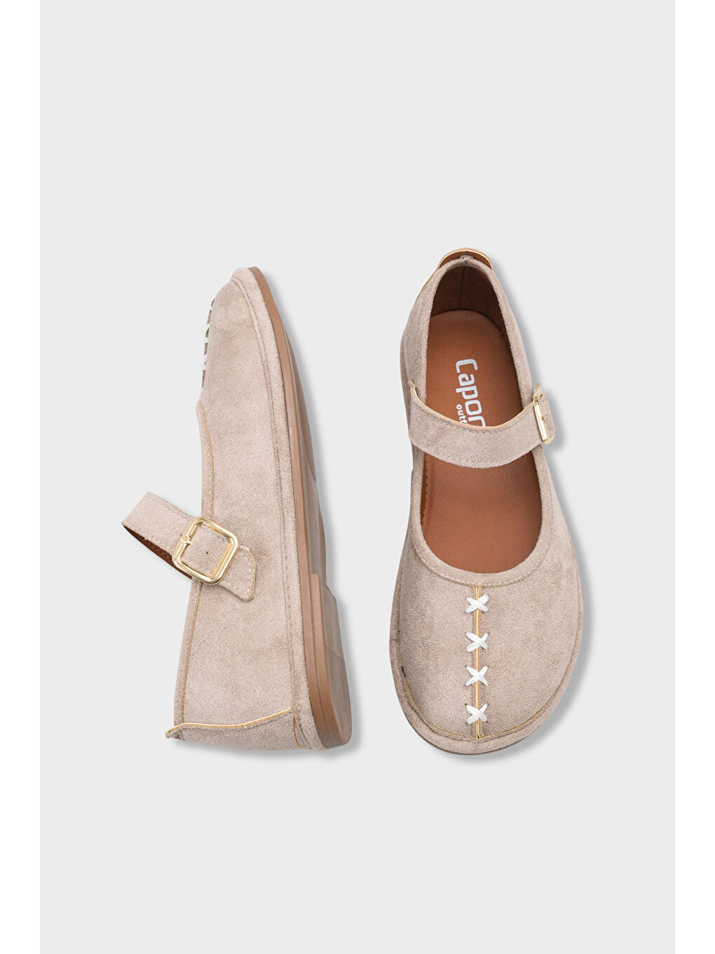 Bej Lauretta Kenarı Sargılı Tokalı Babet-4