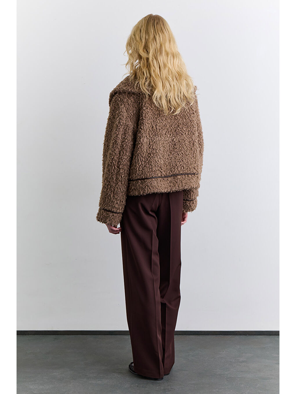 Düğmeli Kürk Kaban Kahverengi-6