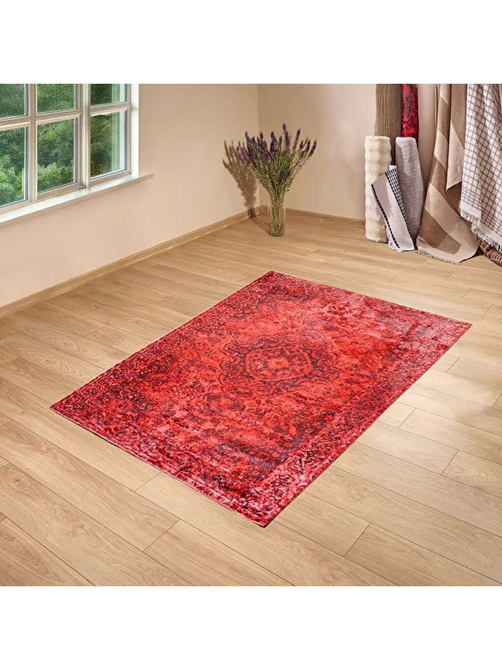 Soft Gazni Makine Halısı - Kırmızı - 160x230 cm-1