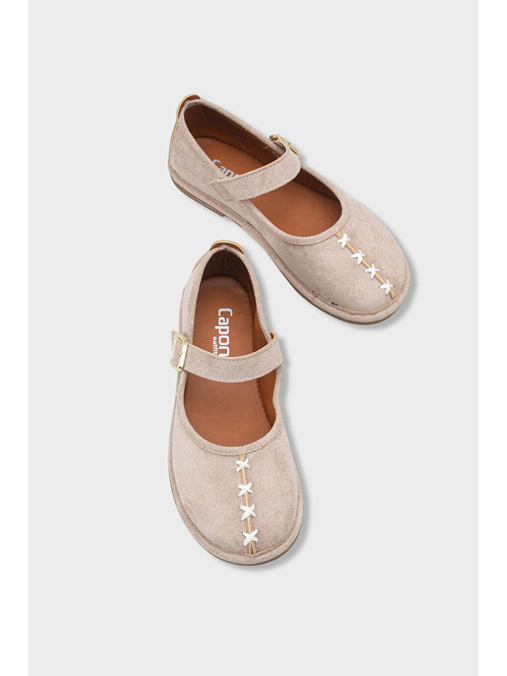 Bej Lauretta Kenarı Sargılı Tokalı Babet-5