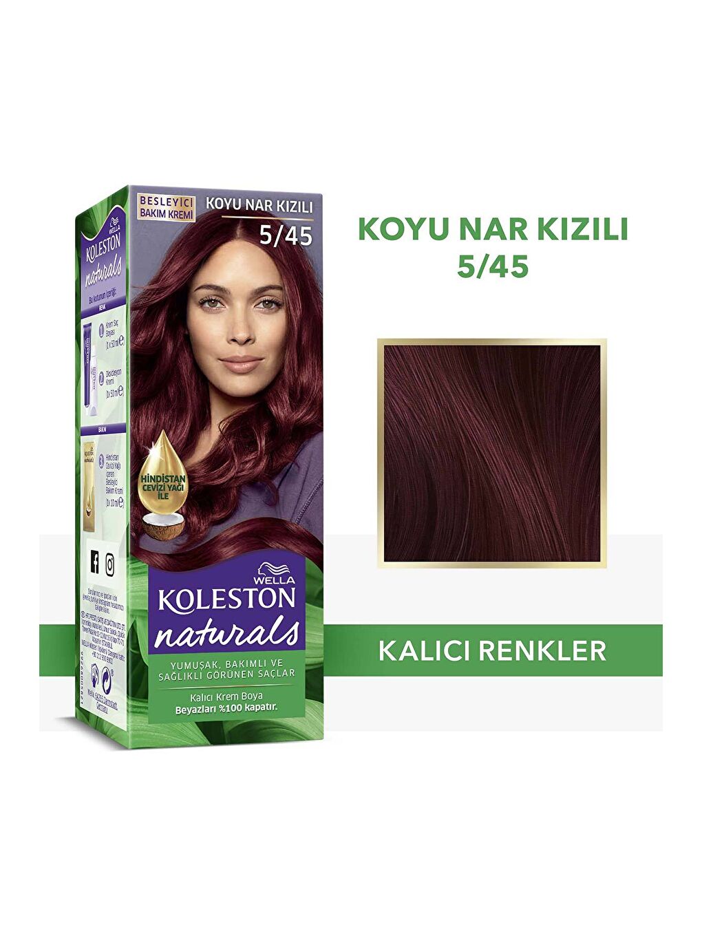 Wella Renksiz Koleston Naturals Saç Boyası 5/45 Koyu Nar Kızılı