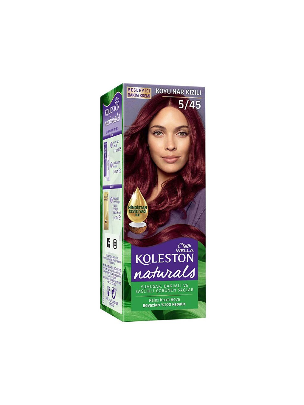 Wella Renksiz Koleston Naturals Saç Boyası 5/45 Koyu Nar Kızılı - 1