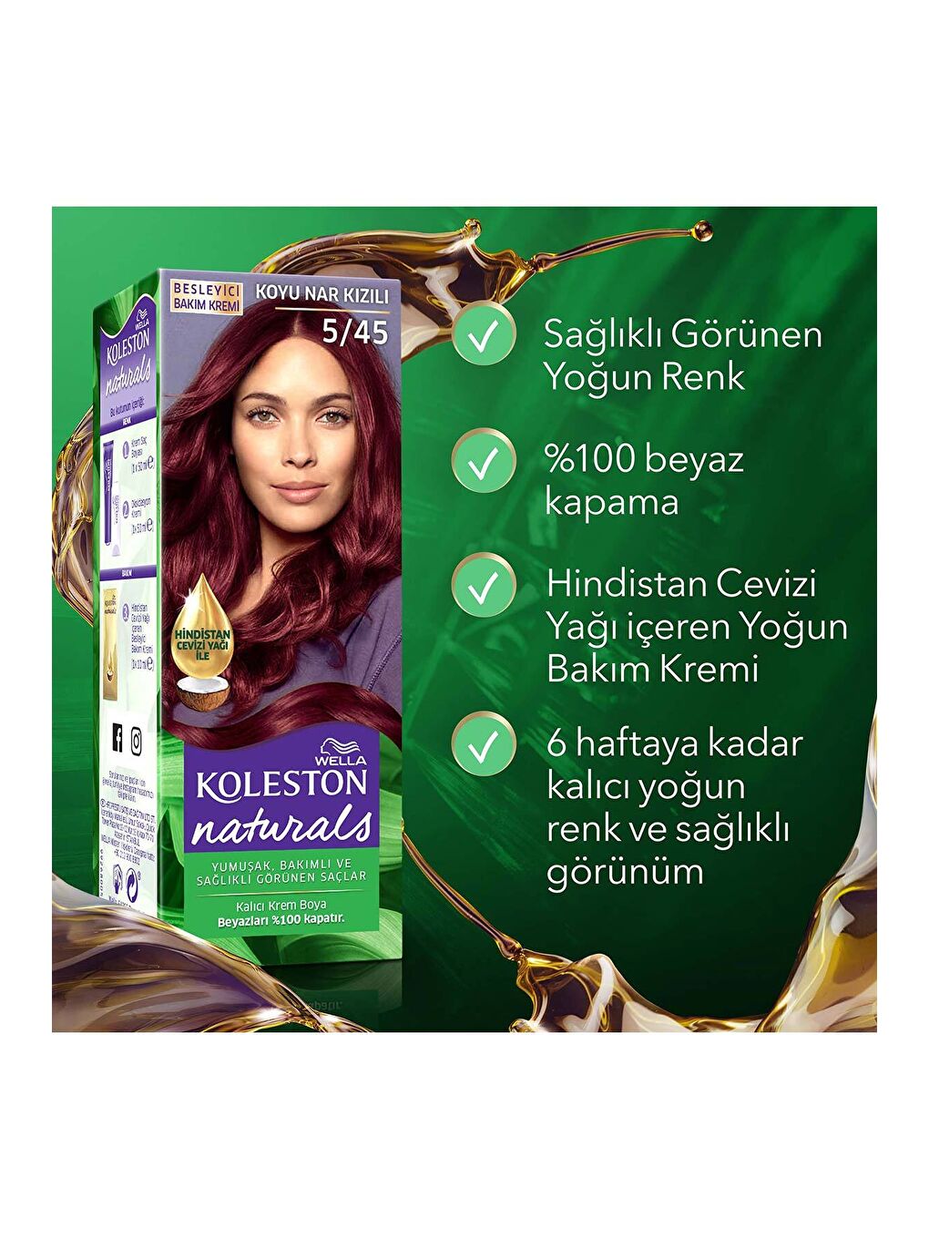 Wella Renksiz Koleston Naturals Saç Boyası 5/45 Koyu Nar Kızılı - 6