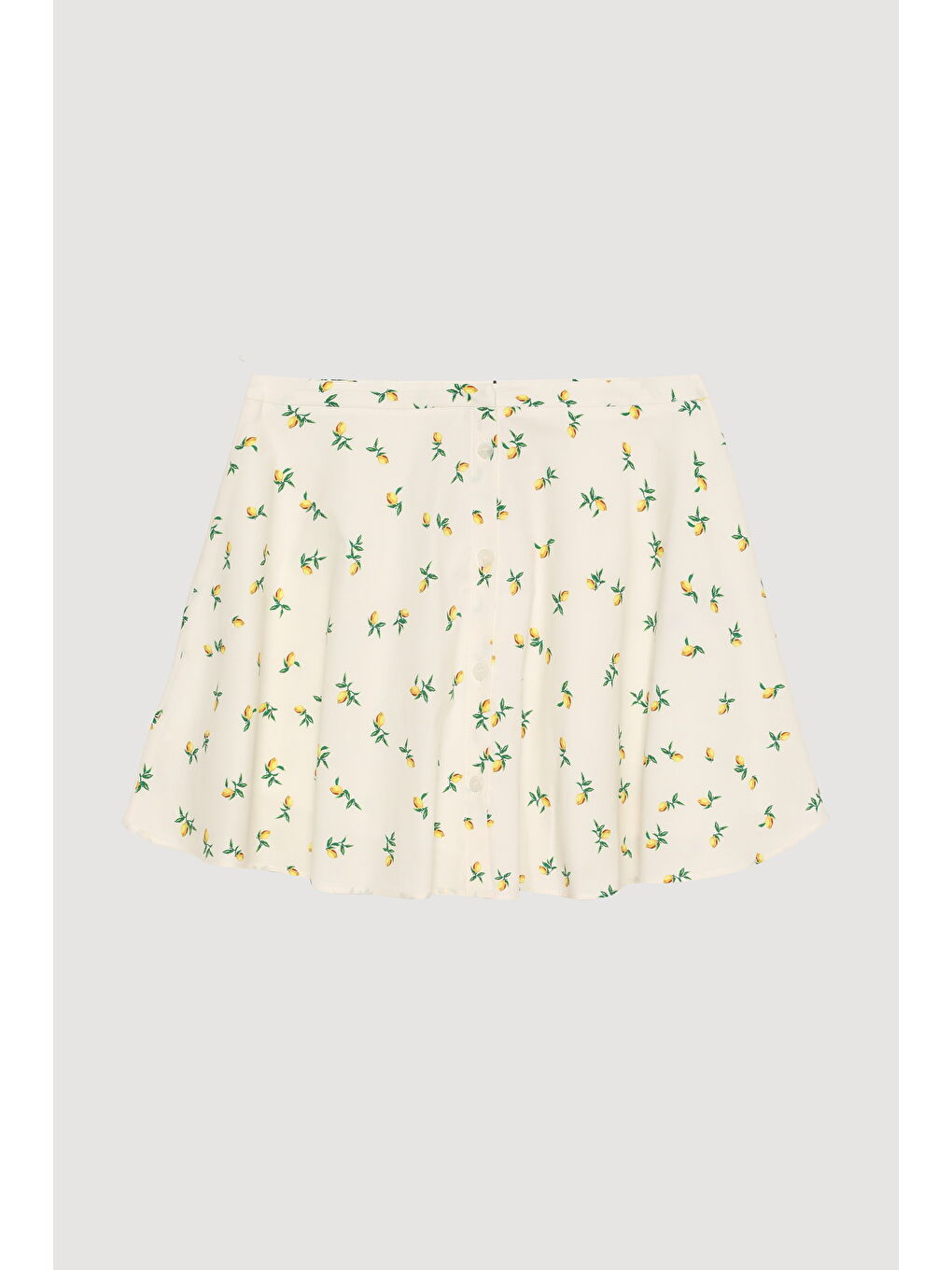 Limon Desenli Mini Etek Ekru-1