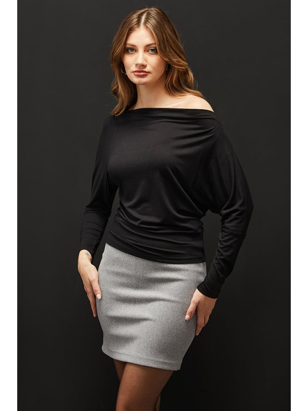 Gri Basic Kaşe Kalem Etek-1