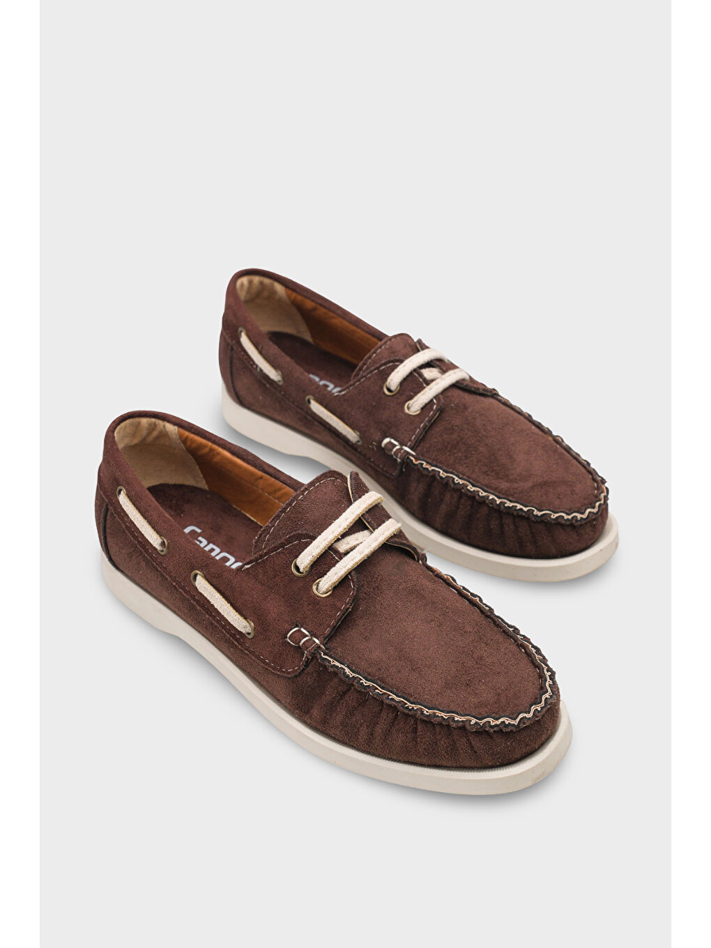 Kahverengi Bria Bağcıklı Boncuklu Konfor Kadın Loafer Tekne Ayakkabısı-1