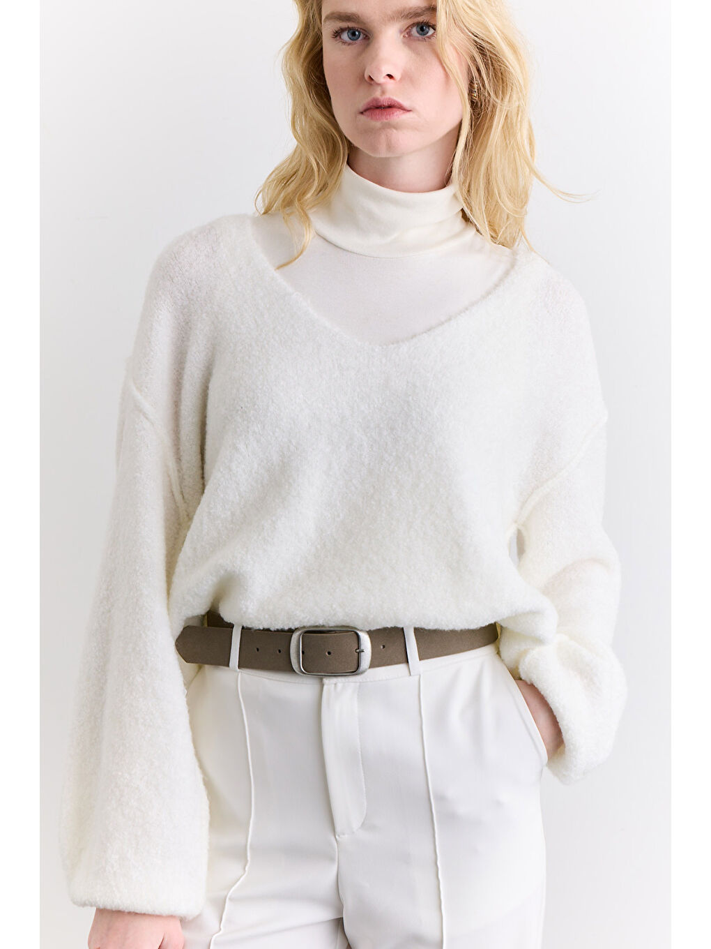 Soft Dokulu Kazak Ekru-5