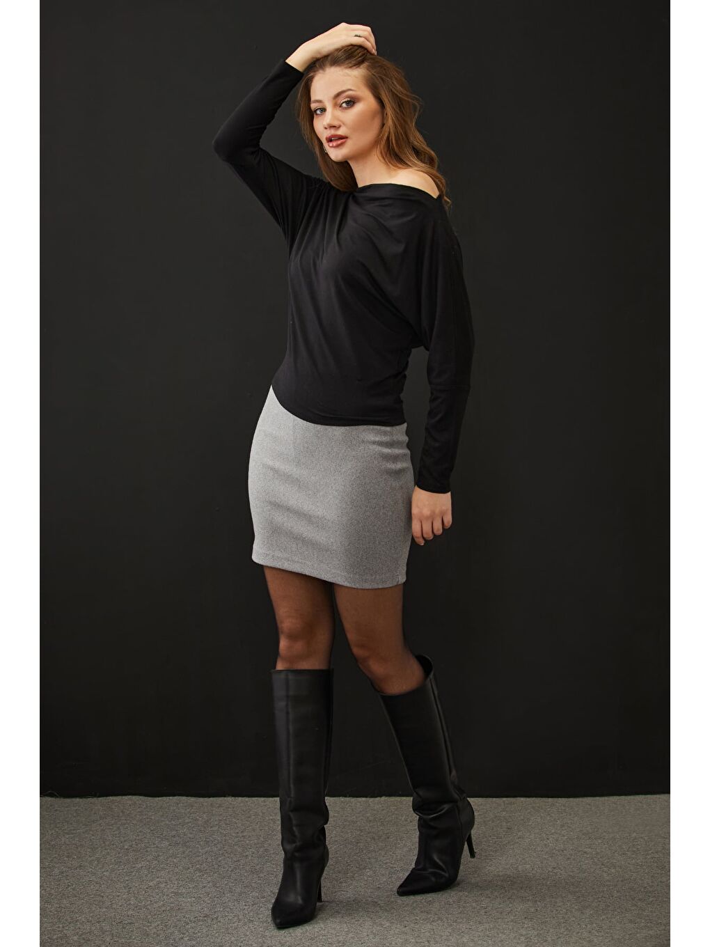 Gri Basic Kaşe Kalem Etek-2