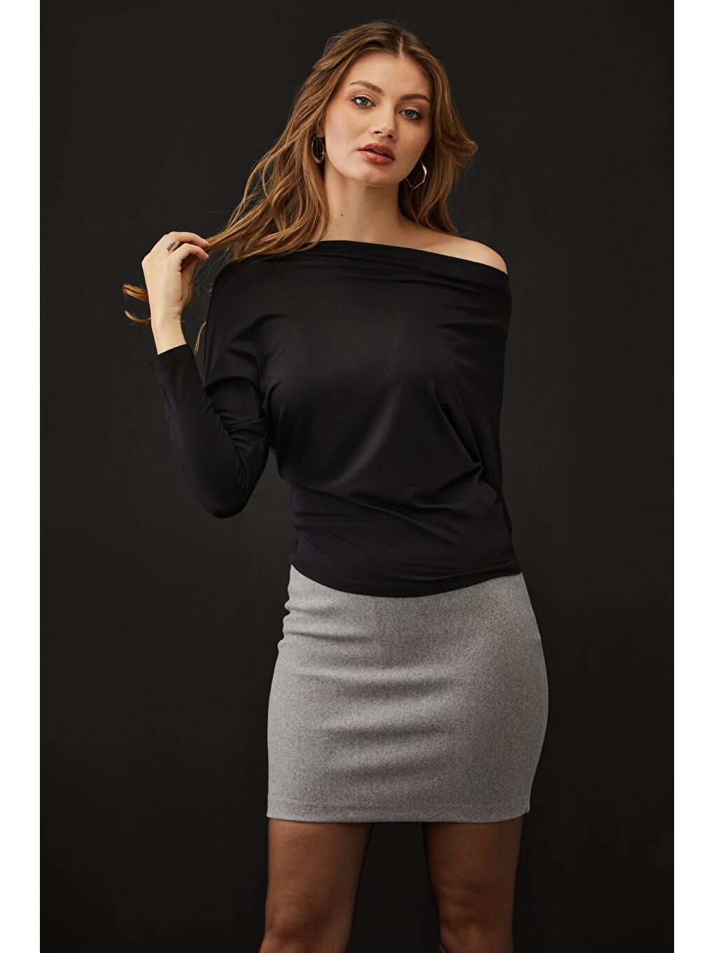 Gri Basic Kaşe Kalem Etek-3