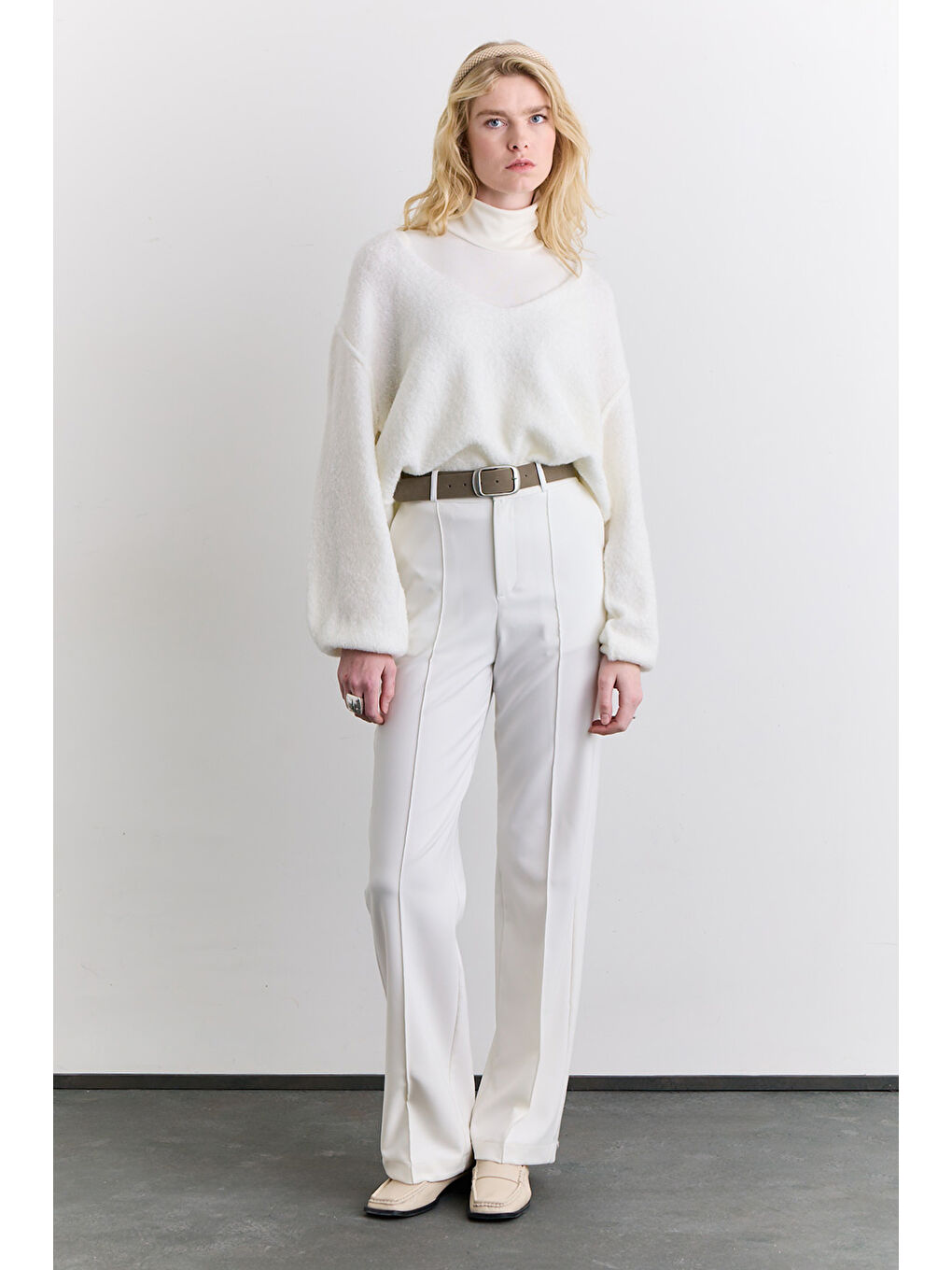 Soft Dokulu Kazak Ekru-1