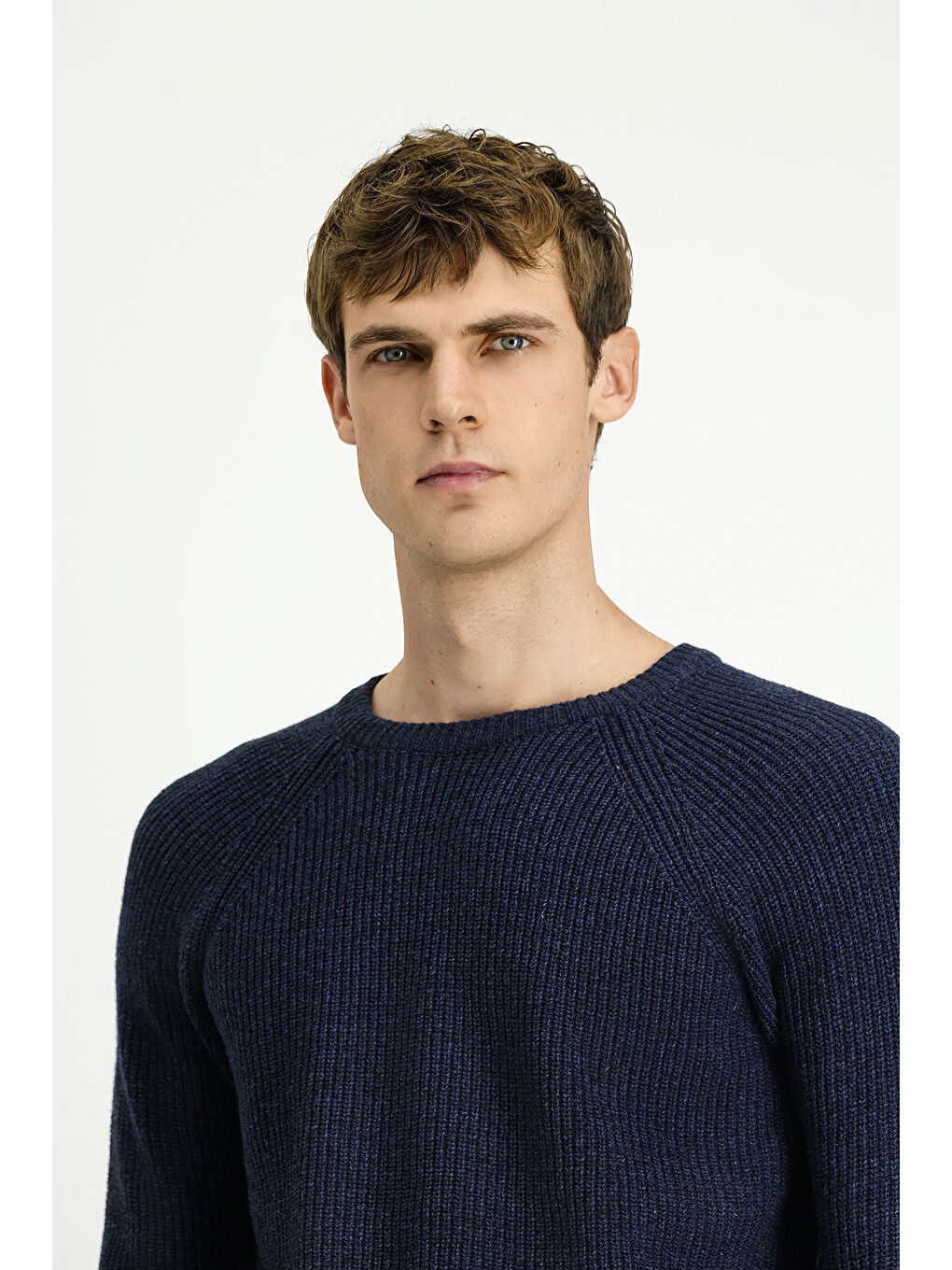 Lacivert Bisiklet Yaka Regular Fit Yünlü Triko Kazak-2