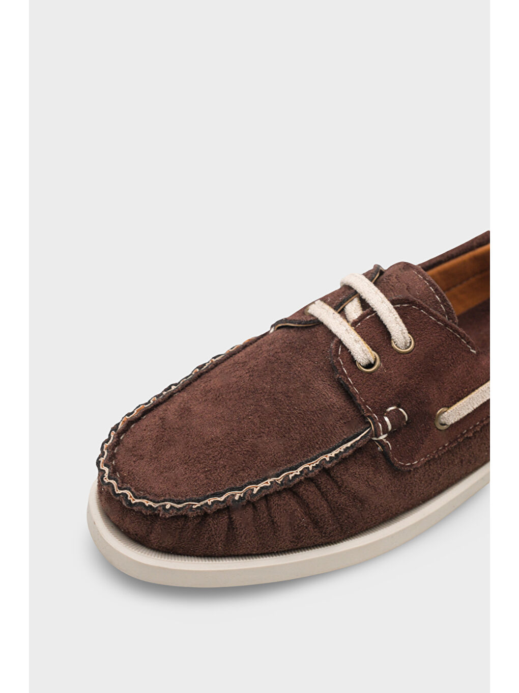 Kahverengi Bria Bağcıklı Boncuklu Konfor Kadın Loafer Tekne Ayakkabısı-3