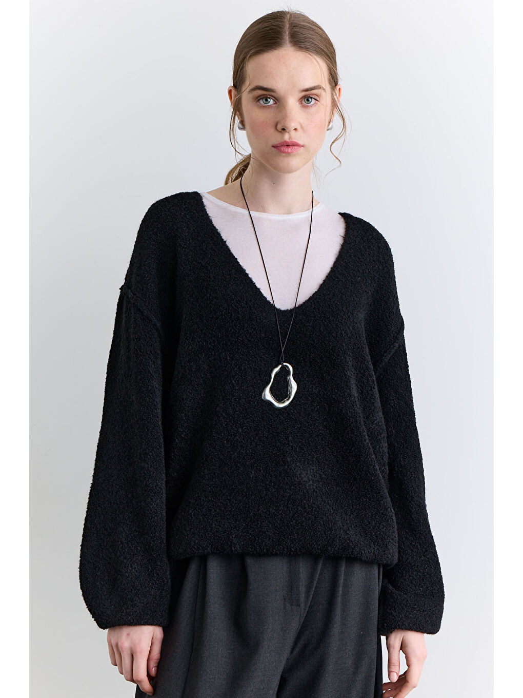 Soft Dokulu Kazak Siyah-3