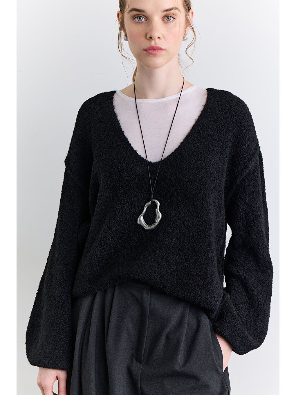 Soft Dokulu Kazak Siyah-4