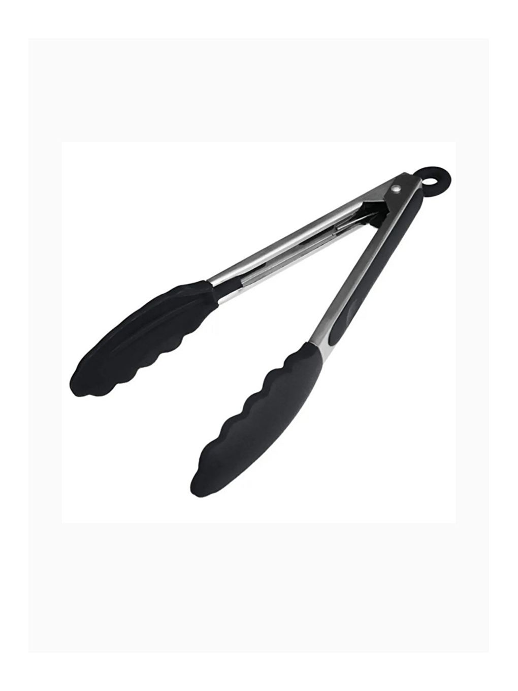 Gri Büyük Boy Paslanmaz Çelik Hamur Kesme Ruleti Antrasit/Siyah Silikon Uçlu Metal Maşa-1