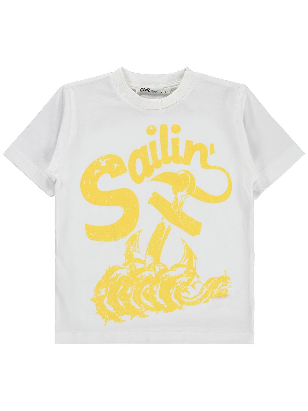 Sarı Boys Sailin Baskılı Tişörtlü 2-5 Yaş Gömlek - Hardal 2-3 Yaş-3