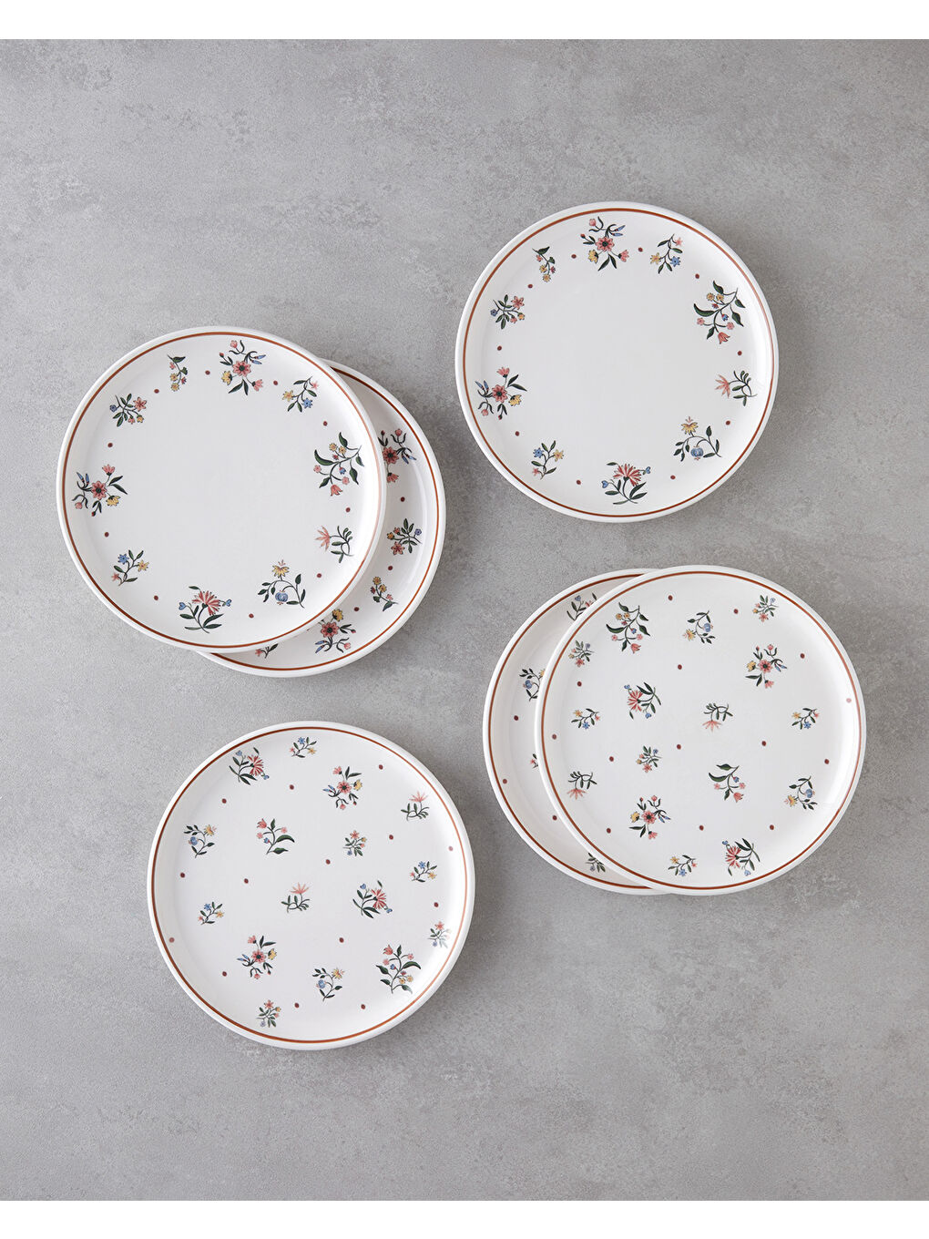 Beyaz Bianca Seramik 6'lı Pasta Tabağı 20 cm Renkli-1