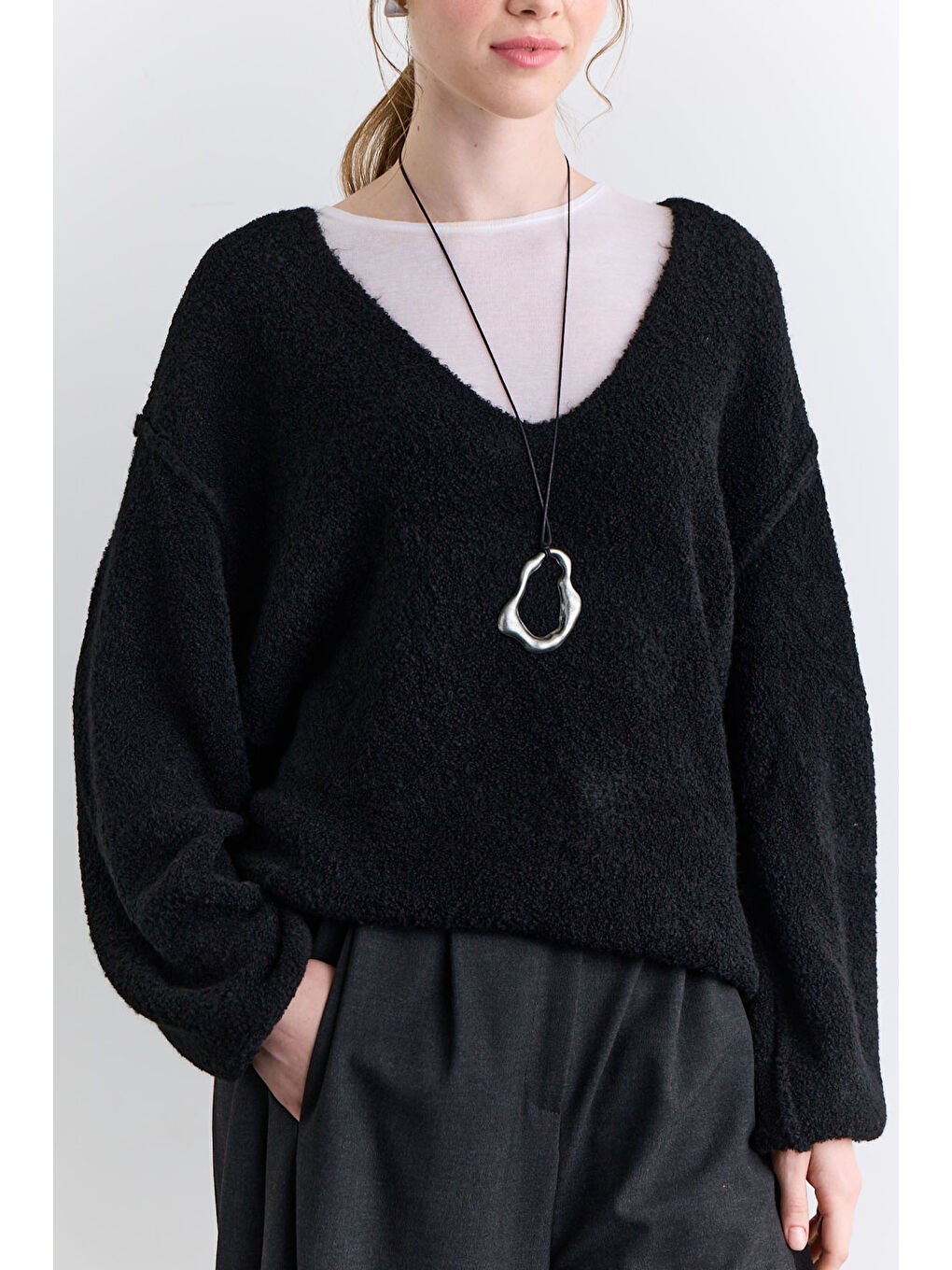 Soft Dokulu Kazak Siyah-6