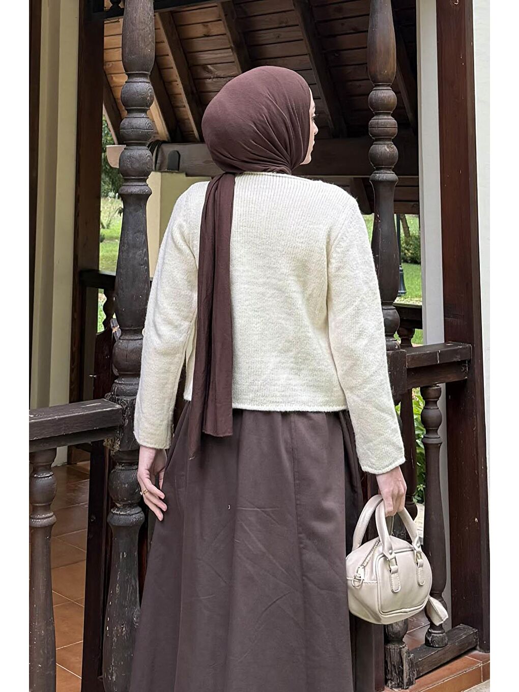 Bej Düğme Detaylı Hırka Natural-3