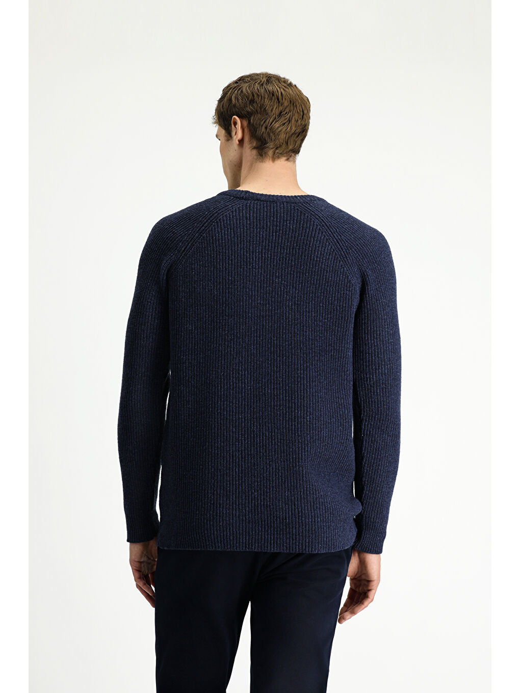 Lacivert Bisiklet Yaka Regular Fit Yünlü Triko Kazak-4