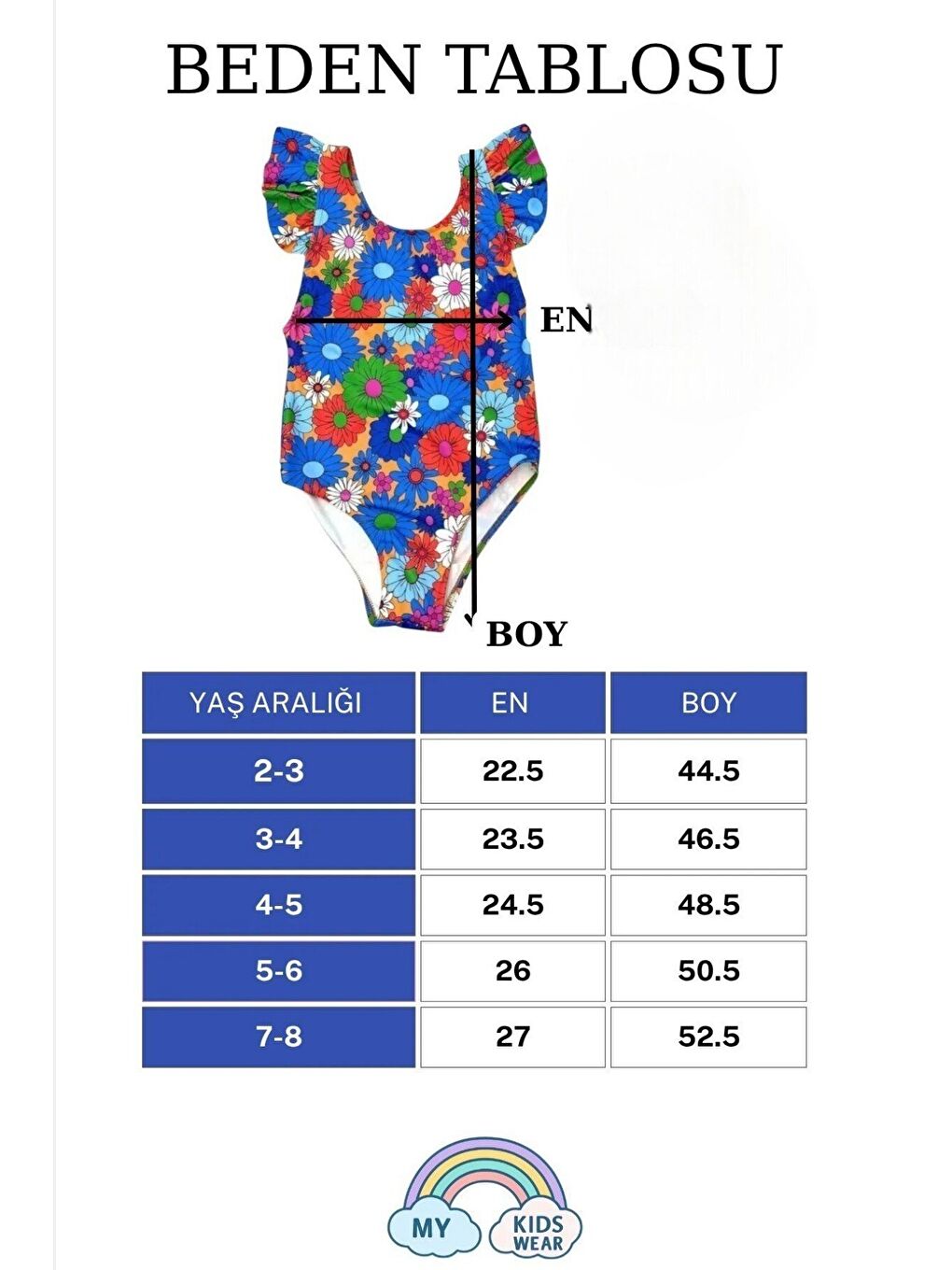 Mavi Kız Çocuk Fırfır Detaylı Tasarım Çapraz Askılı Mayo 12735-1