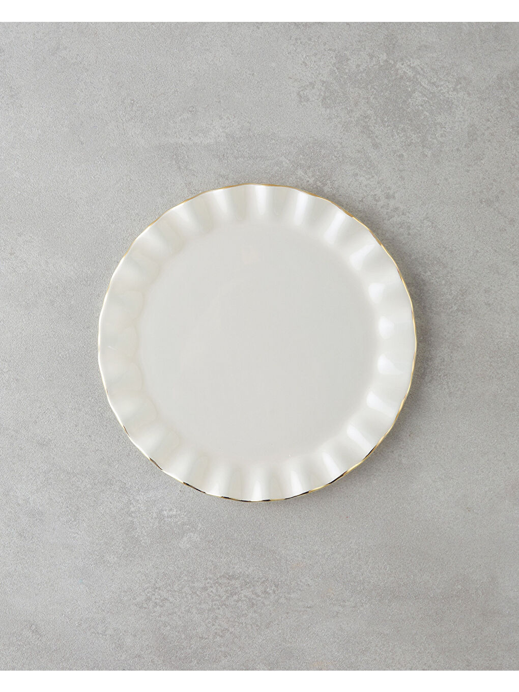 Sarı Lustre Cam Pasta Tabağı 20 cm Krem-Gold-1