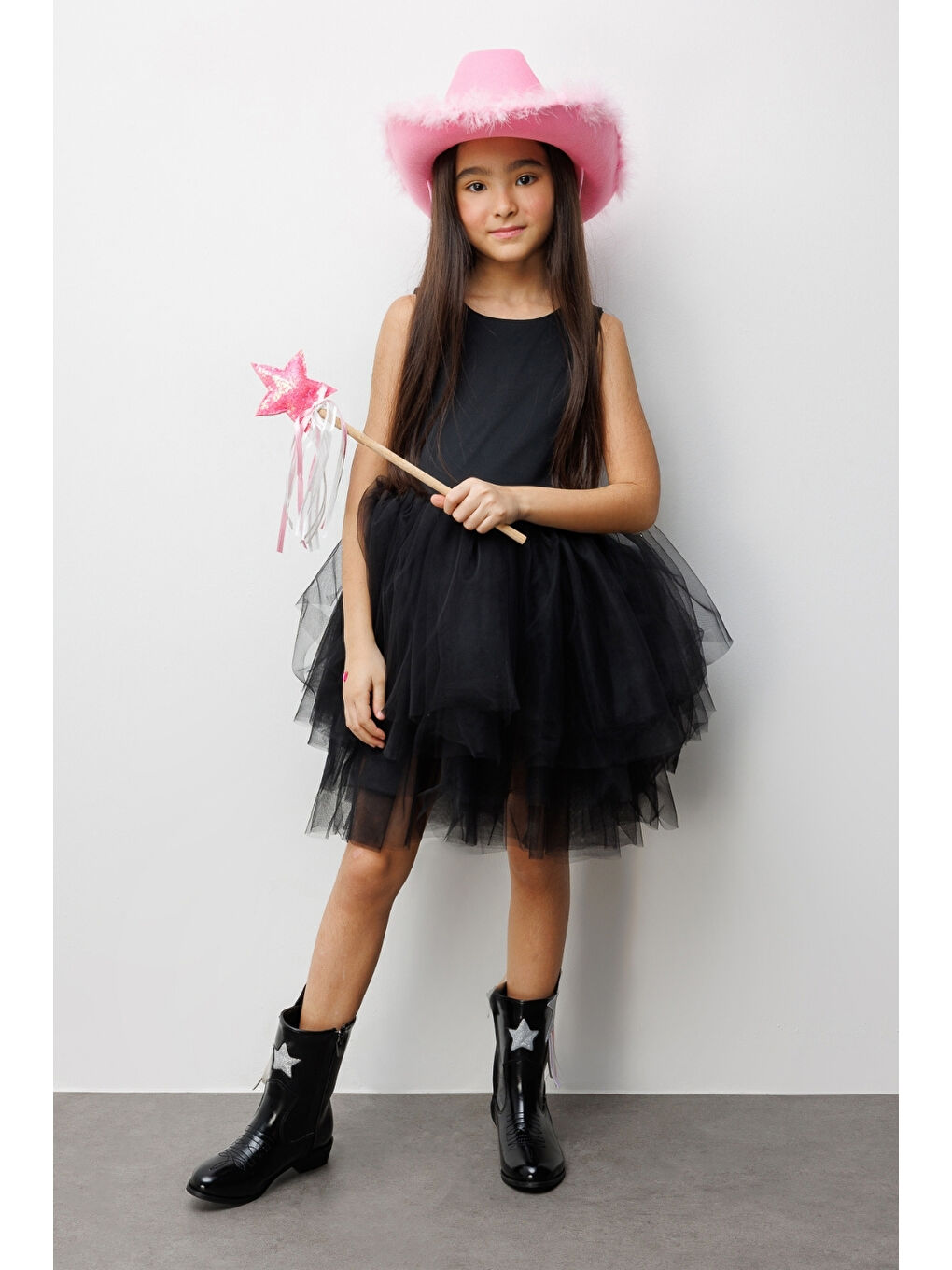 Siyah Tül Etekli Kız Çocuk Balerin Elbise - Carmen